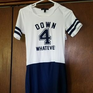 Navy blue and white t-shirt dress